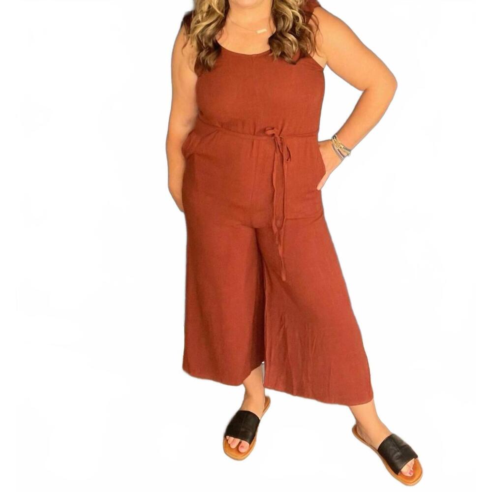 NEW BEFORE YOU COLLECTION scrunchie strap culotte jumpsuit in rust
